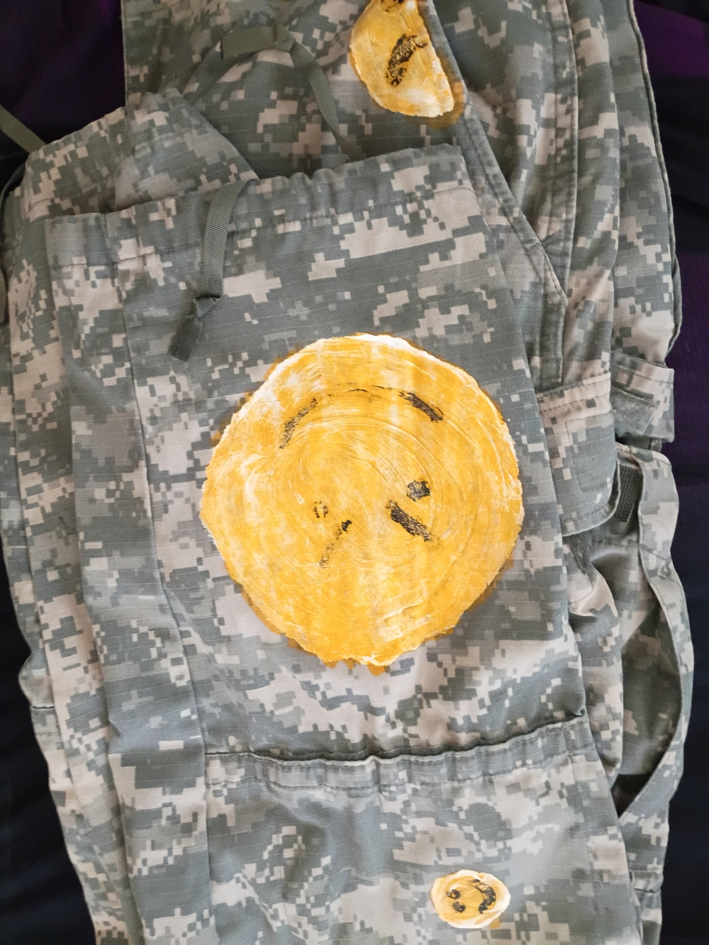 Men's Digital Gray Camo Cargo Pants with Yellow Patch Detail